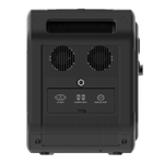 Back view of the iTechworld 2800W 180AH PS2800 PRO Portable Lithium Power Station with Bluetooth, shown in black. Features include ventilation fans, AC and DC inputs, a parallel port, a top carry handle, and a ridged design for enhanced grip. This reliable lithium power station is perfect for outdoor energy needs.