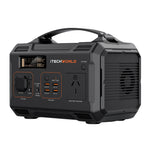The iTechworld 300W 21.5Ah PS300 Portable Lithium Power Station features a sleek black design with orange accents, a digital display, multiple input and output ports, and a sturdy top handle for easy transport. Lightweight and portable, this power station delivers a versatile 300W AC output to conveniently charge and power various devices.