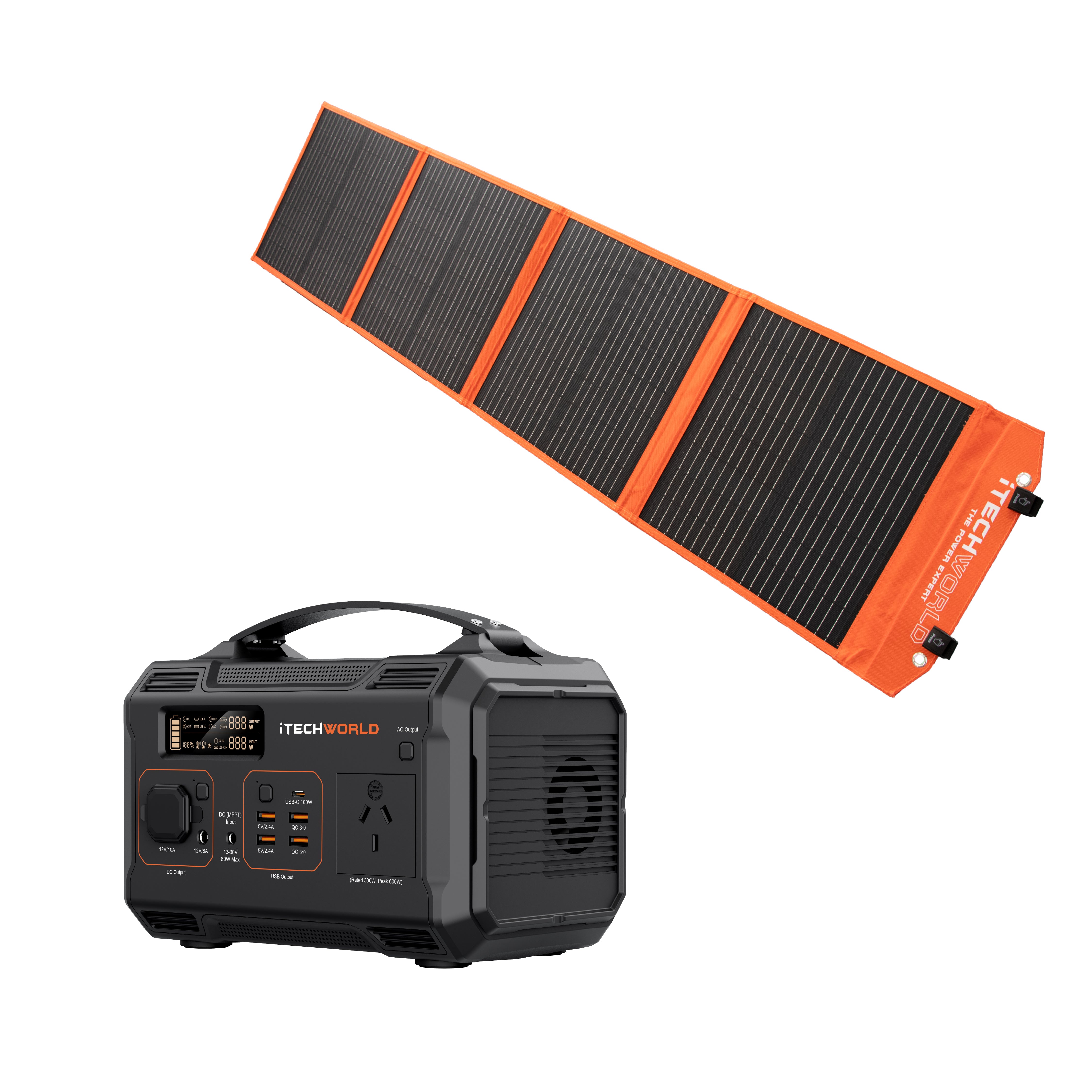 Essential Solar Generator Kit - PS300 and 100W Solar Blanket - iTechworld