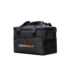 The iTechworld Power Station Carry Bag PS300 is a black, rectangular zippered bag with handles and mesh side pocket, featuring the iTECHWORLD logo—ideal for your next BOGO Bundle from BOGOS.io.