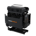 A black iTechworld 3600W 300Ah PS3600 PRO Portable Lithium Power Station with its front panel open, displaying internal components, vents, and a control interface for connections and indicators—an ideal off-grid power solution featuring a dependable LiFePO4 lithium battery.