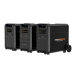 Three black iTechworld PS3600 PRO Portable Lithium Power Stations with digital displays and multiple outlet types are shown from different angles. Each unit features advanced 3600W pure sine wave inverter technology and a powerful 3840Wh LiFePO4 battery, ensuring reliable performance in any situation. The branding “iTechworld” and the tagline “THE POWER EXPERT” appear on one of the units. Bluetooth connectivity enhances usability for these 320Ah lithium power stations.