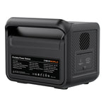 An 800W 40Ah | PS800 Portable Lithium Power Station by iTechworld is shown from the back, highlighting its technical specifications, safety icons, and power ports. This compact portable lithium power station features side venting and a robust design, making it ideal for outdoor or emergency use.