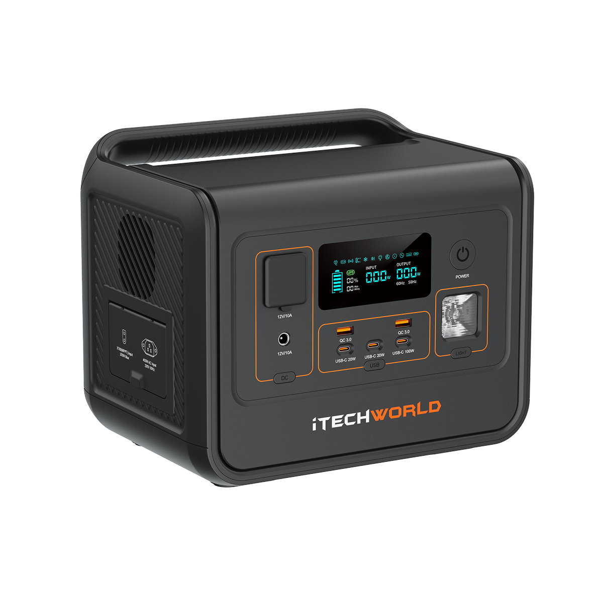 The iTechworld Deluxe Solar Generator Kit features the PS800 Power Station with handle, digital display, multiple buttons and ports, plus a 200W solar blanket—ideal portable power for any adventure.