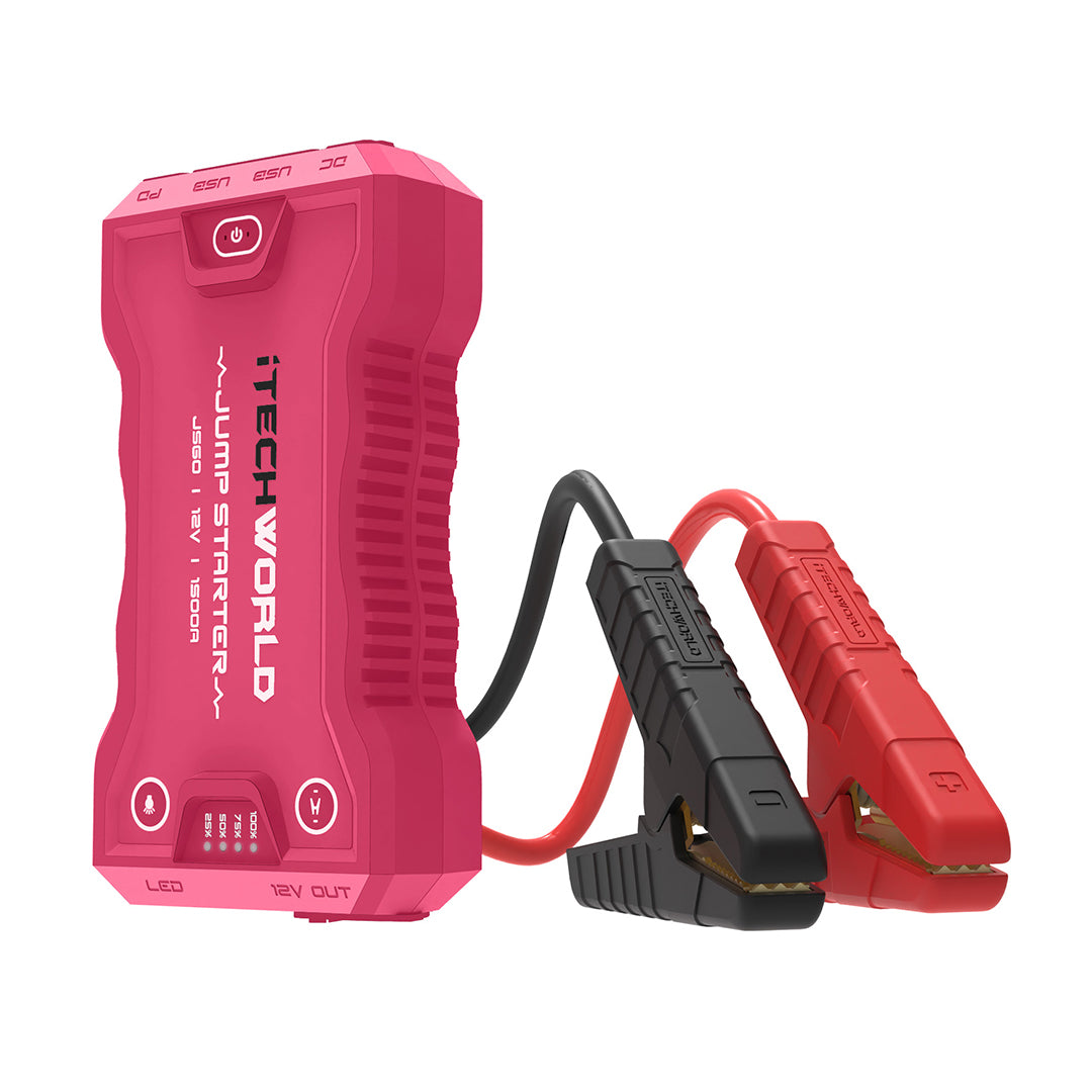 Limited Edition Pink JS60 | Lithium Jump Starter and Backup Power Bank with Heavy-Duty Case | 1500A