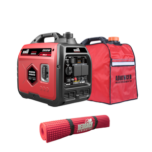 The iTechworld Redback RB3.5 Portable Inverter Generator 3500W 3.5KVA, shown with a labeled generator mat and cover, is displayed on a white background.