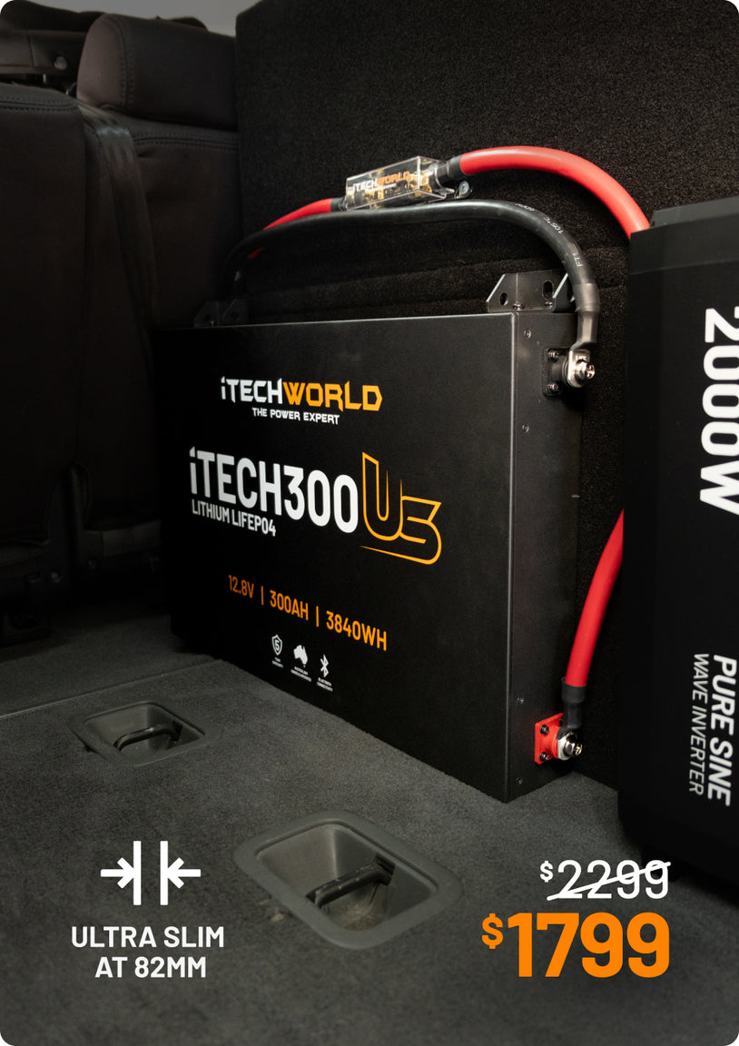 iTECH300US | Ultra Slim Deep Cycle Lithium Battery | with Bluetooth LiFePO4 300Ah