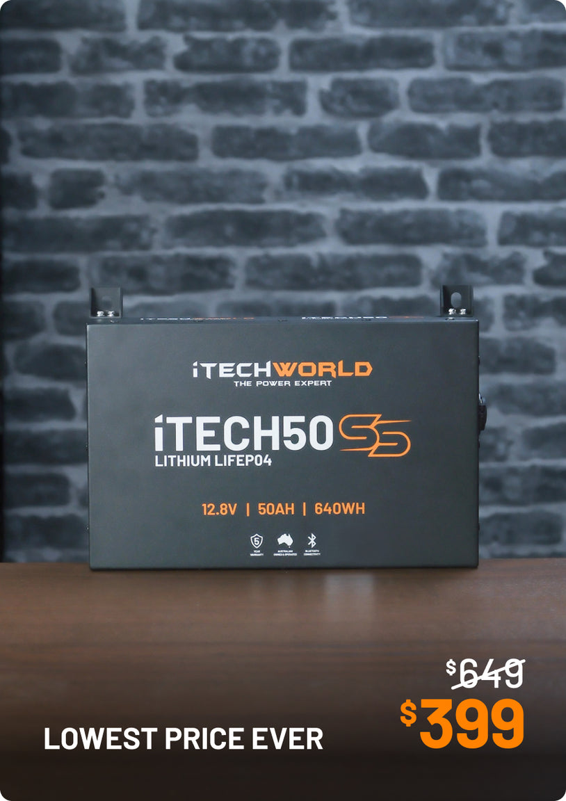iTECH50SS Super Slim Deep Cycle Lithium Battery with Bluetooth LiFePO4 50Ah