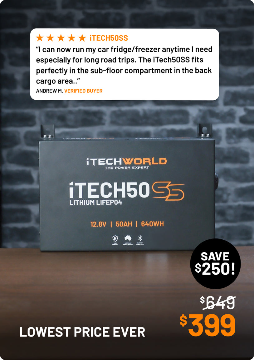 iTECH50SS Super Slim Deep Cycle Lithium Battery with Bluetooth LiFePO4 50Ah
