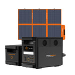 The iTechworld Flexi Off-Grid Max Solar Generator Kit, featuring the PS1800 PRO Power Station, a 200W foldable solar mat, and an expansion battery with advanced LiFePO4 technology, is a black unit with orange accents—labeled iTechworld—making it the perfect portable solar generator solution for all your off-grid adventures.