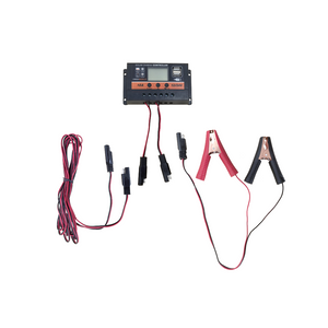 The iTechworld 15W Solar Panel Trickle Charger, compatible with 12V/24V systems, features a digital display, red/black wires, multiple connectors, and alligator clips—perfect for battery maintenance—shown on a white background.