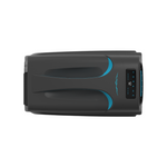 Top view of the iTechworld iFROST Portable Air Conditioner (1000W/3412BTU)—a sleek, black unit with blue accents and an electronic control panel, perfect for caravan or camping use to keep your essentials cool on the go.