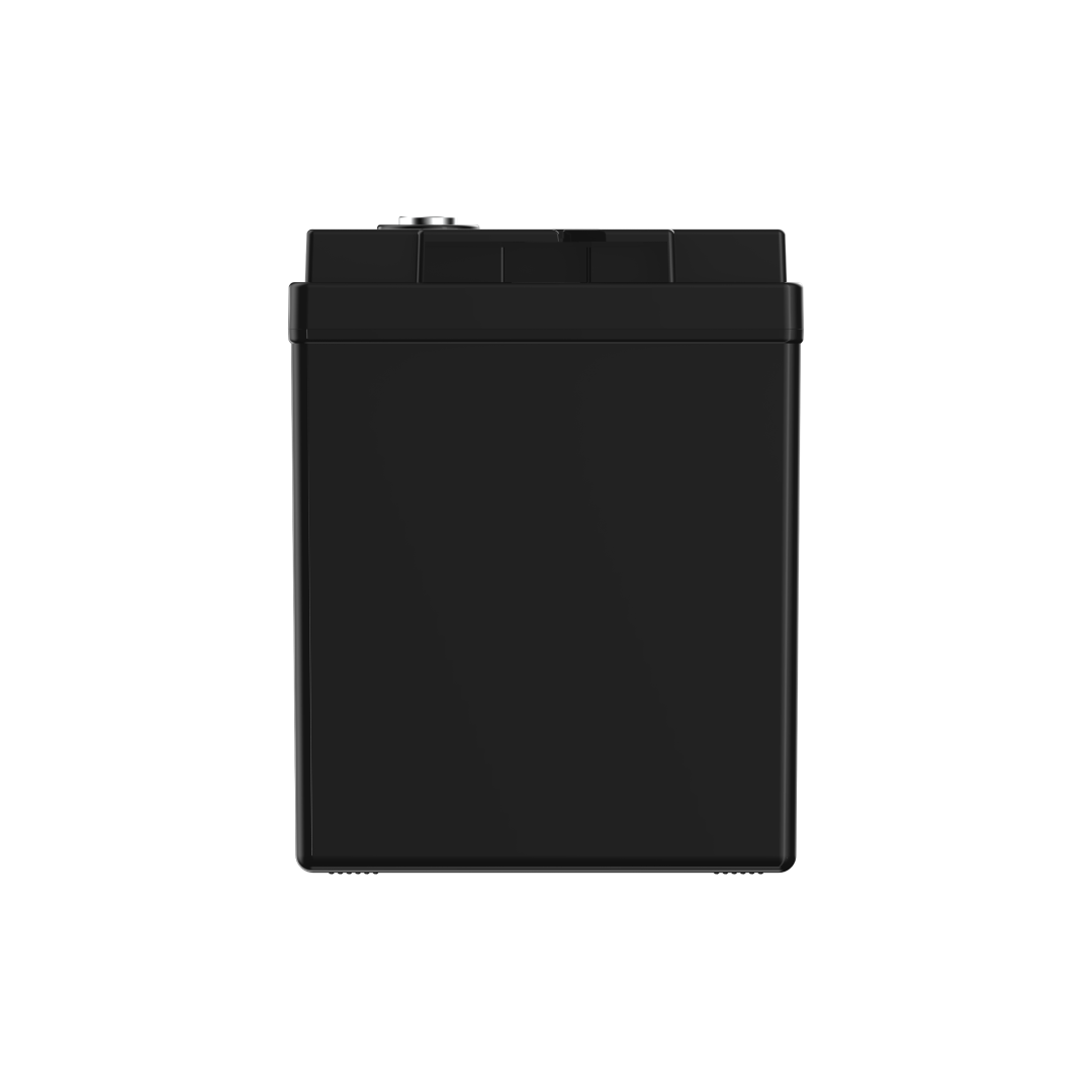 The iTechworld iTECH100 Deep Cycle LiFePO4 100Ah lithium battery features a black rectangular design with visible terminal and top details, shown upright against a white background—ideal for Battery Management System compatibility.