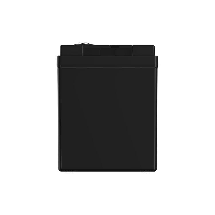 The iTechworld iTECH100 Deep Cycle LiFePO4 100Ah lithium battery features a black rectangular design with visible terminal and top details, shown upright against a white background—ideal for Battery Management System compatibility.