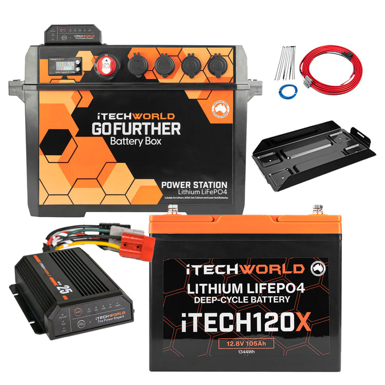 GoFurther Battery Box Bundle with iTECHDCDC25 + iTECH120X Lithium Battery - iTechworld