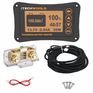 iTECHBM500 (NEW 2024 Model) - 500Amp Battery Monitor with Shunt - iTechworld