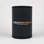 The iTechworld Magnetic Stubby Holder (375mL) is a black neoprene holder featuring “iTECH” in white, “WORLD” in orange, and the slogan “THE POWER EXPERT” below in smaller white text.