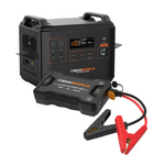 An iTechworld Off-grid backup kit (PS2000 portable power station and JS80 jump starter with red and black clamps) is displayed together.