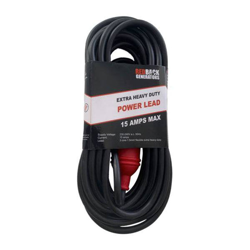 15Amp Caravan Extension Lead 10M 240V Extra Heavy Duty Redback