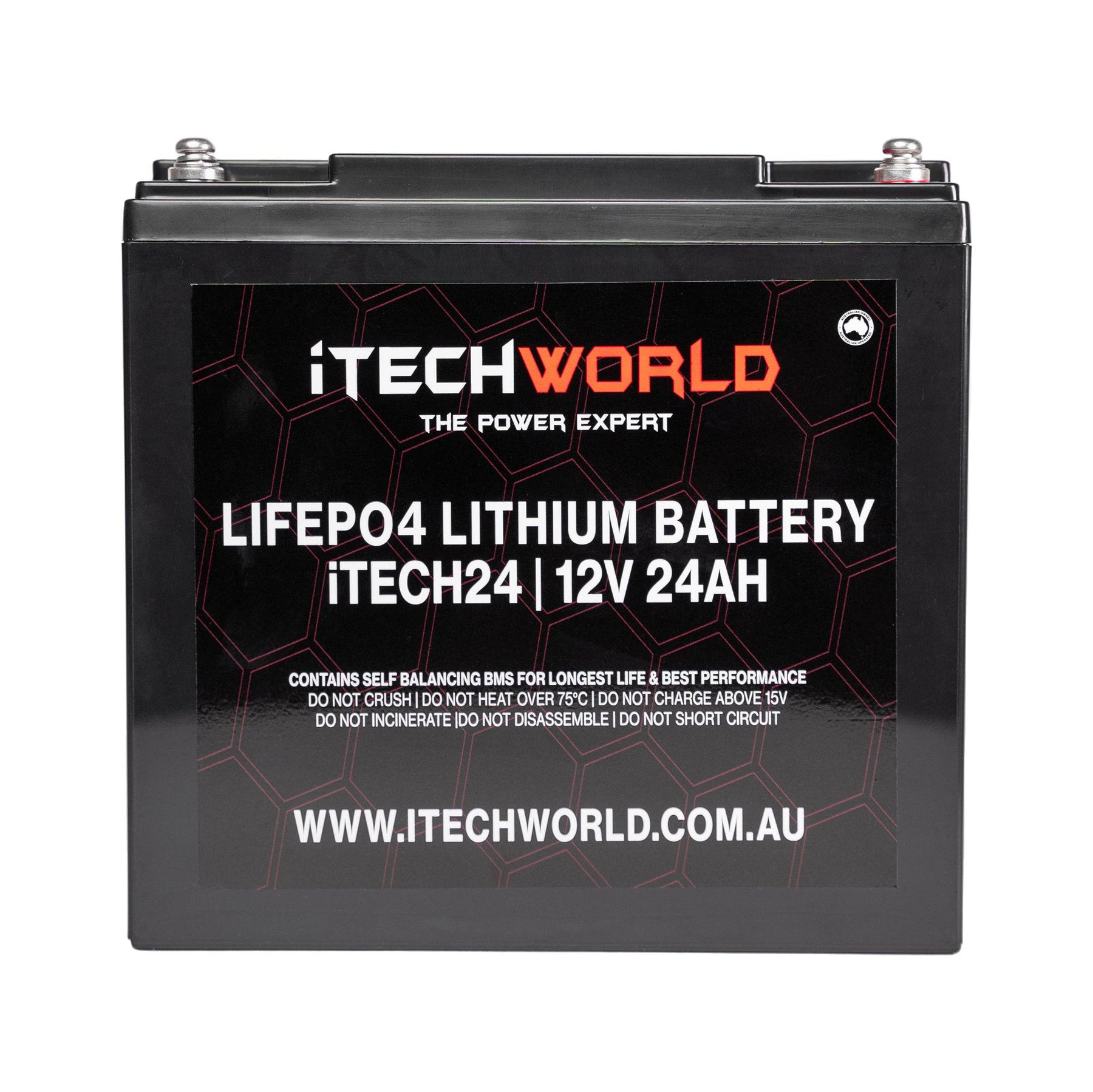 iTECH24 12v 24Ah Lithium Ion Battery - LiFePO4 Deep Cycle Camping RV S